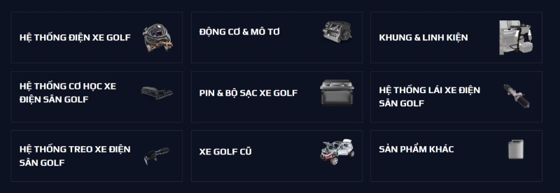 Các danh mục phụ tùng xe điện Golf phổ biến tại GOCA