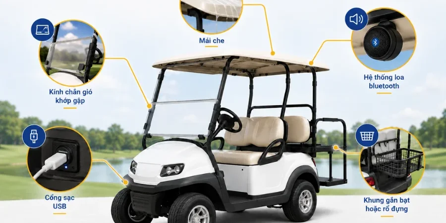 Các tùy chọn thêm trên xe golf theo nhu cầu