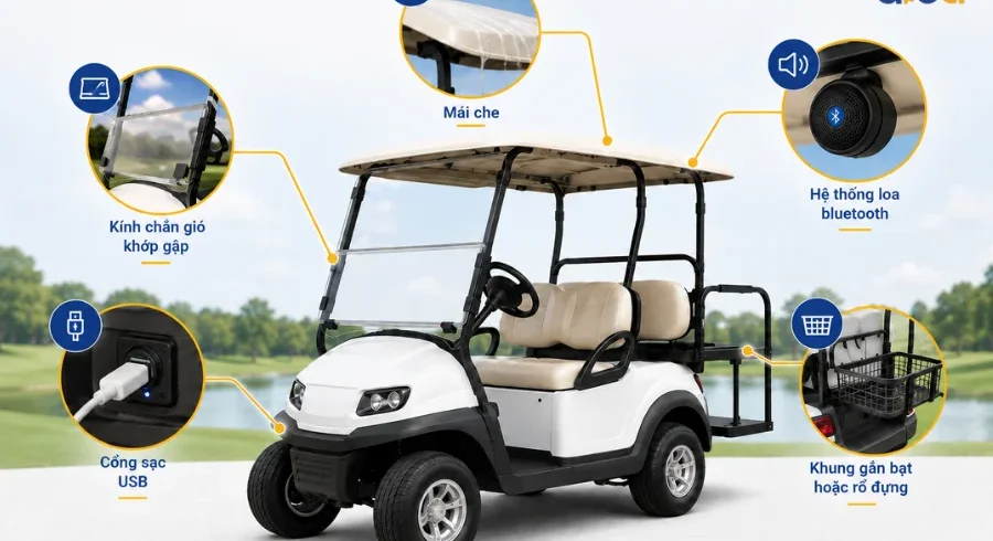 Các tùy chọn thêm trên xe golf theo nhu cầu