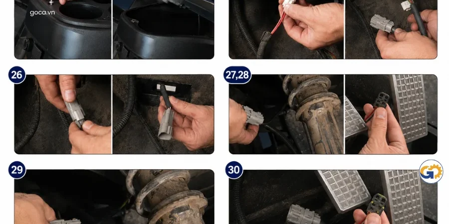 Giai đoạn 4: Tháo táp-lô và ngắt dây tín hiệu (Dash & Harness Disassembly)