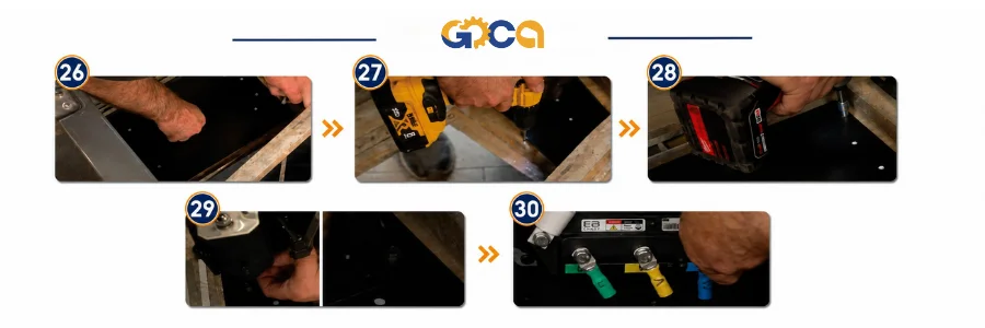 Giai đoạn 4: Gia công đế gá và lắp đặt bộ điều khiển mới (Bước 26 - 30)