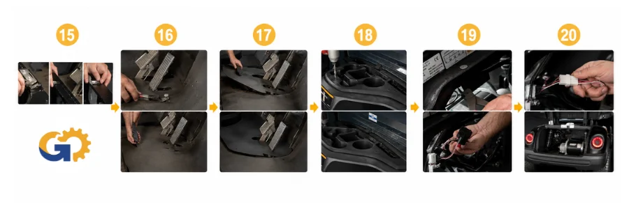 Giai đoạn 3: Bóc tách mặt sàn, táp-lô và tháo bộ dây điện nguyên bản (Bước 15 - 26)