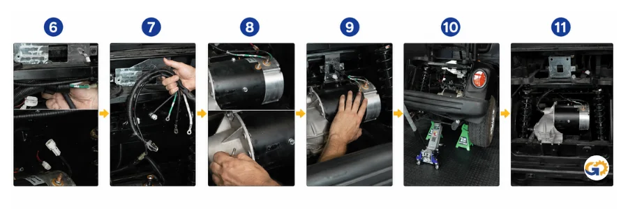 Giai đoạn 1: Tháo bỏ bộ điều khiển, rơ-le và mô tơ cũ (Bước 6 - 11)